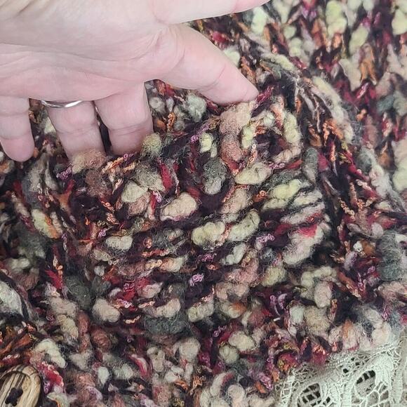 Anthropologie HWR lace trimmed marled Cardigan ladies sweater Size Sm Cozy Wool - Picture 8 of 11